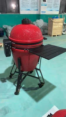 Ceramic Pizza Charcoal Kamado Grill Bamboo Shelves And Handle
