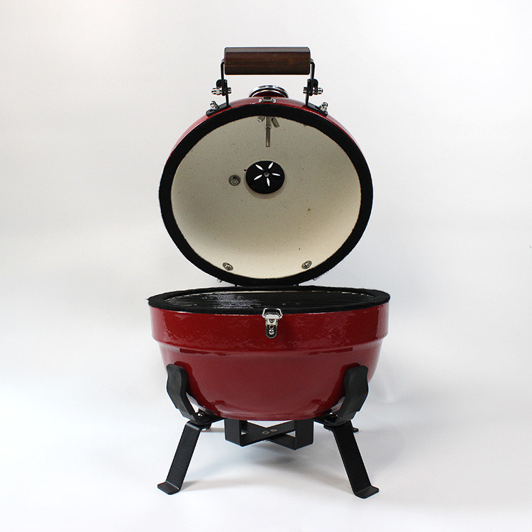 Commercial 23 People Indoor Charcoal Grill , 12 Inch Cast Iron Red Egg Bbq