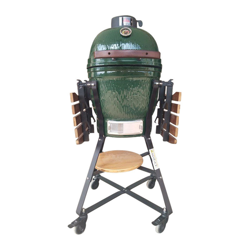 Commercial Kamado Big Green Egg Stone Barbecue 18 Inch With Bamboo Handle