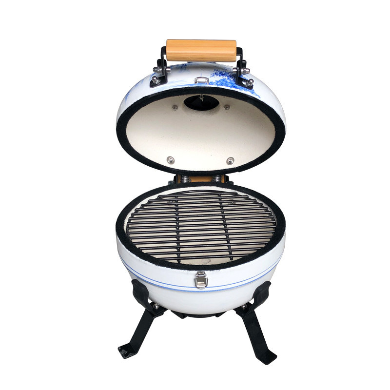 Oval Shaped Small Kamado Grill , 35 People Small Ceramic Bbq For Home