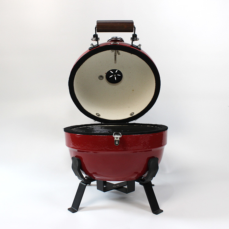 Commercial 23 People Indoor Charcoal Grill , 12 Inch Cast Iron Red Egg Bbq