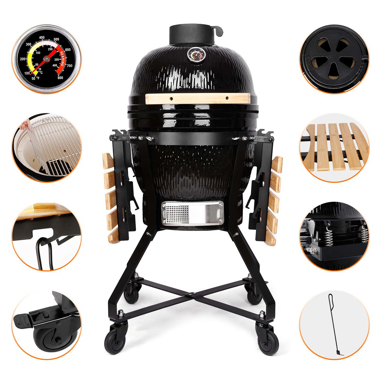 18 inch auplex kamado grill for barbecue grill ceramic styles