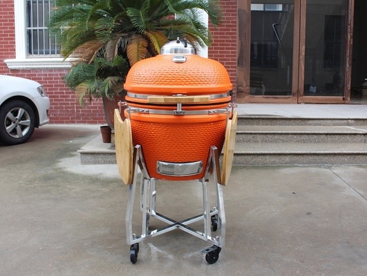 Orange Kamado Ceramic Grills 57*65cm Stainless Steel Accessory BBQ