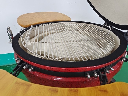 Charcoal Nylon Wheels 22 Inch Ceramic Kamado Grills BBQ Bamboo Handlle