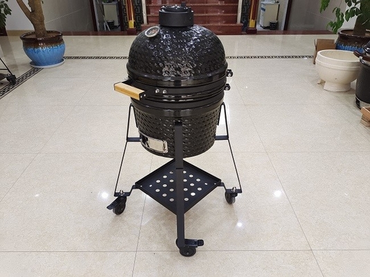 Ceramic 15 Inch BBQ Kamado Grill With Stands Black