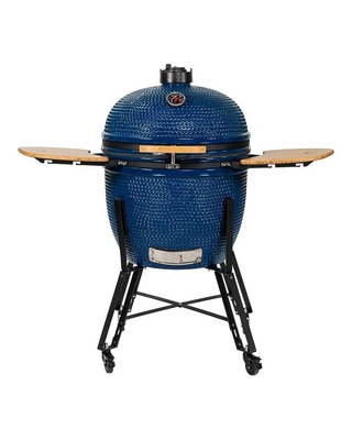 Ceramic Pizza Kamado Grill 27 Inch Charcoal BBQ Bamboo Sidetable