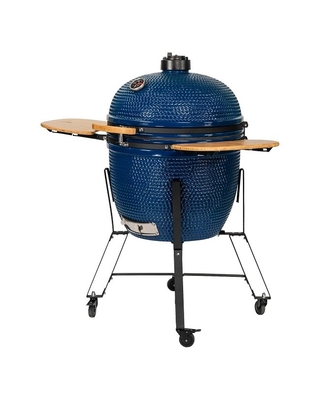 Ceramic Pizza Kamado Grill 27 Inch Charcoal BBQ Bamboo Sidetable