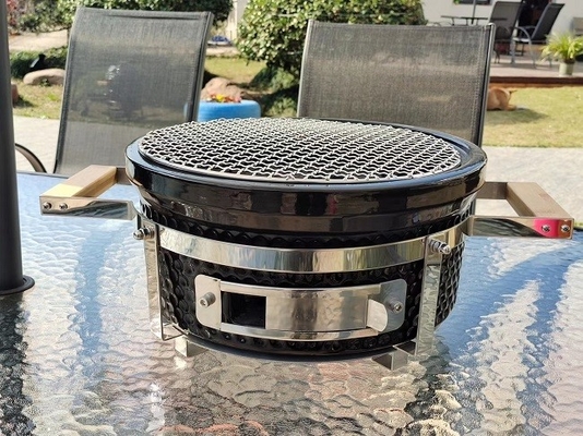 Table Black Ceramic Kamado Grill BBQ Stainless Steel Kitchenware
