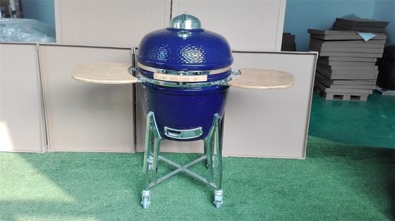 61cm Blue Charcoal 24 Inch Kamado Grill Bamboo Shelves And Handle
