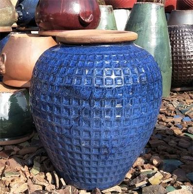 Flower Blue Glazed 62cmx78cm Rustic Outdoor Plant Pots