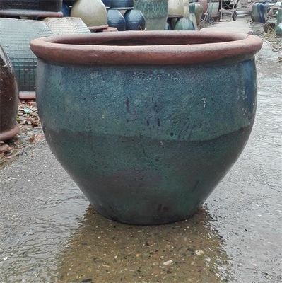 Ceramic 32cmx27cm Green Rustic Outdoor Plant Pots