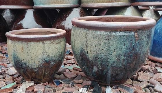 Ceramic 32cmx27cm Green Rustic Outdoor Plant Pots