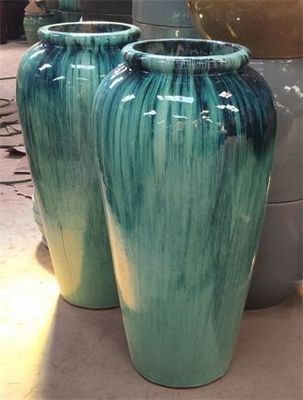 44x88cm Ceramic Outdoor Pot , Green Large Ceramic Pots For Outdoor Plants