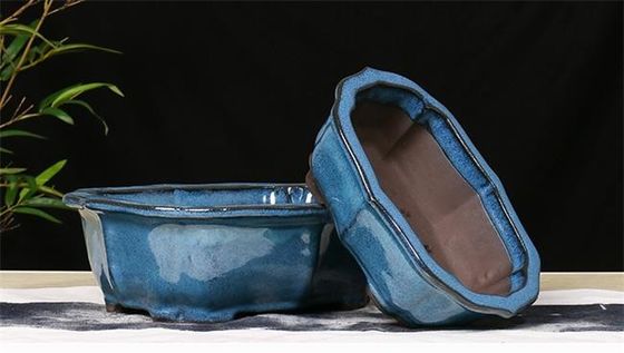 Glazed Bonsai 30x23x10cm Blue Ceramic Indoor Plant Pots