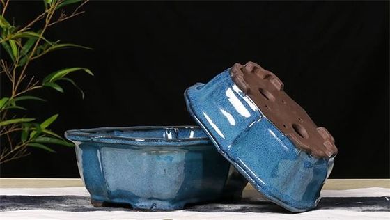 Glazed Bonsai 30x23x10cm Blue Ceramic Indoor Plant Pots
