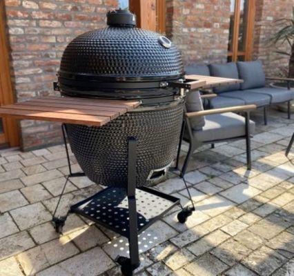 Black Ceramic 27 Inch Charcoal Grill , SGS Kamado Charcoal Grill