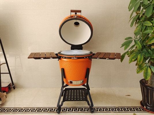 21.5 Inch SGS Charcoal Kamado Grill , Orange Ceramic Smoker Grill