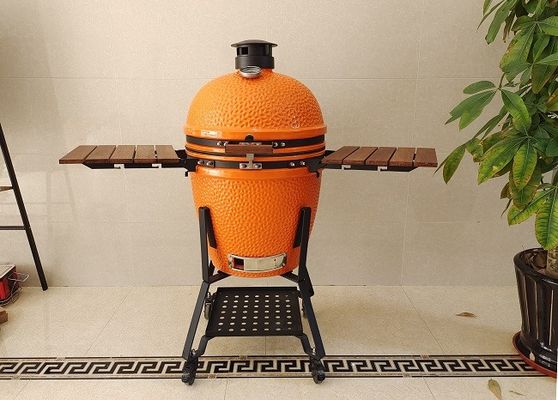 21.5 Inch SGS Charcoal Kamado Grill , Orange Ceramic Smoker Grill