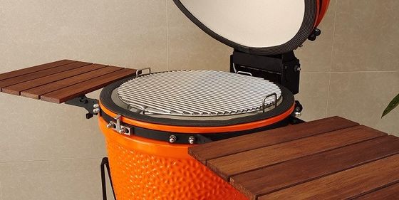 21.5 Inch SGS Charcoal Kamado Grill , Orange Ceramic Smoker Grill