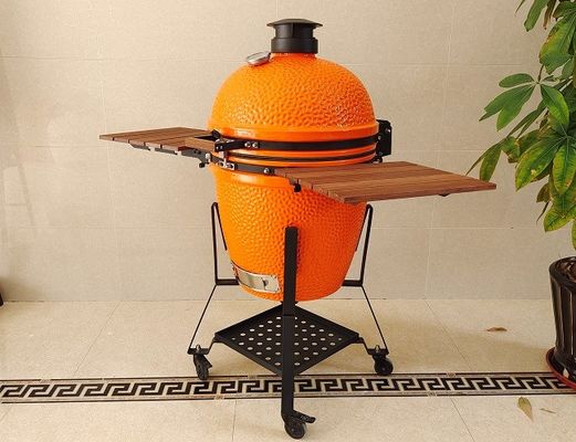 21.5 Inch SGS Charcoal Kamado Grill , Orange Ceramic Smoker Grill