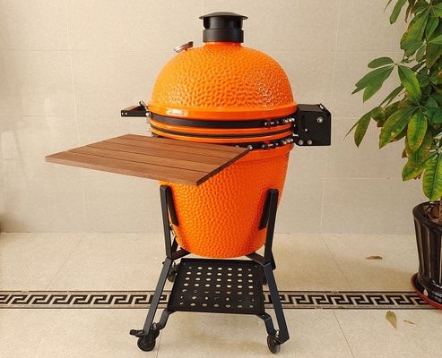 21.5 Inch SGS Charcoal Kamado Grill , Orange Ceramic Smoker Grill