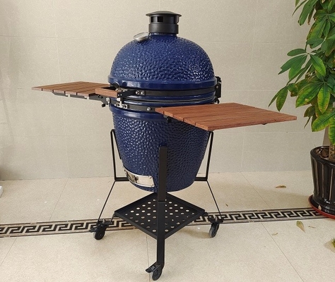 21.5 Inch SGS Charcoal Kamado Grill , Dark Blue Ceramic Smoker Grill