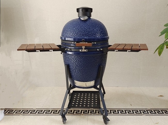 21.5 Inch SGS Charcoal Kamado Grill , Dark Blue Ceramic Smoker Grill