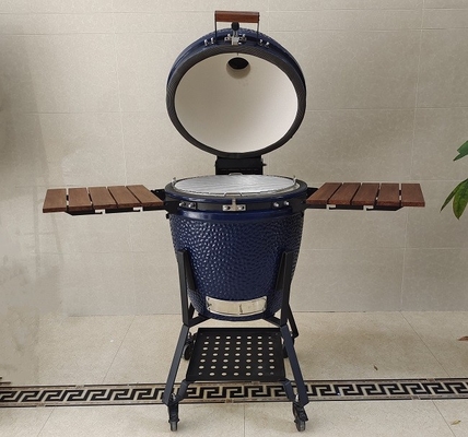 21.5 Inch SGS Charcoal Kamado Grill , Dark Blue Ceramic Smoker Grill