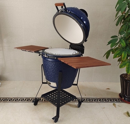 21.5 Inch SGS Charcoal Kamado Grill , Dark Blue Ceramic Smoker Grill