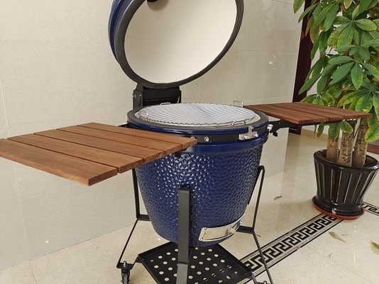 21.5 Inch SGS Charcoal Kamado Grill , Dark Blue Ceramic Smoker Grill