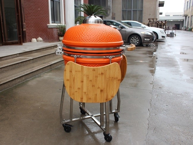 Orange Kamado Ceramic Grills 57*65cm Stainless Steel Accessory BBQ