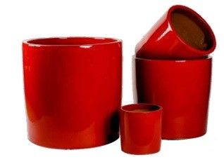 Red 50x50cm Round Ceramic Flower Pots Large Outdoor